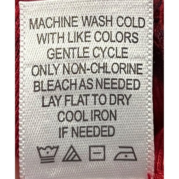 One World Blouse Size Large L Red Black Tunic Top Beaded Neck Long Sleeve New - Picture 11 of 11